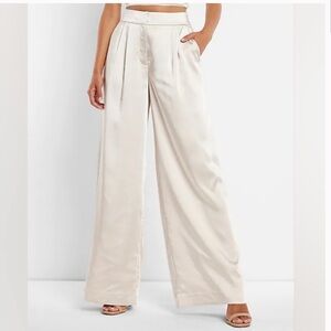 EXPRESS: High Waisted Satin Wide Leg Trousers | 14 R